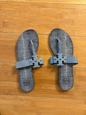 Tory Burch Blue Logo Thong Sandals